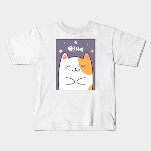 Dreaming Cat Among the Stars Kids T-Shirt